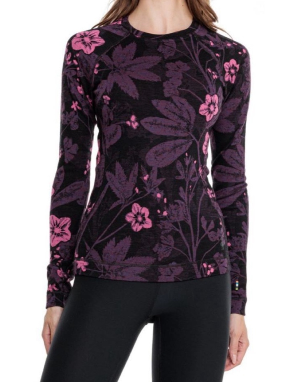 NWT Smartwool Classic Thermal Merino Base Layer Purple Iris Floral Sz XL